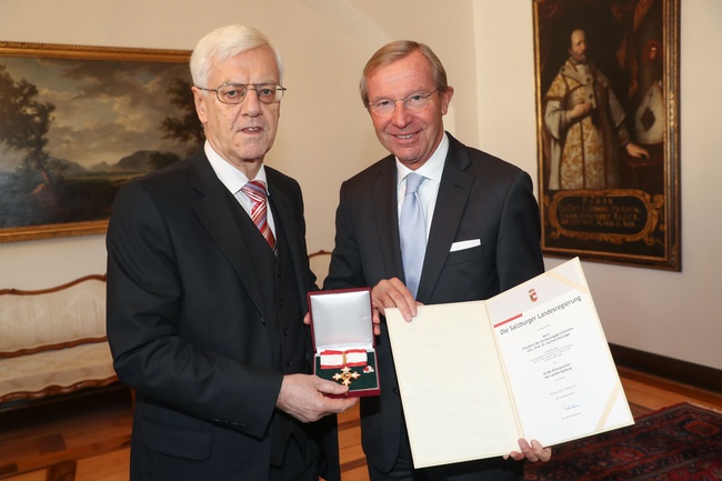 VfGH-Präsident Gerhart Holzinger und Landeshauptmann Wilfried Halsauer (Foto: Franz Neumayr LMZ 31.10.2017) 