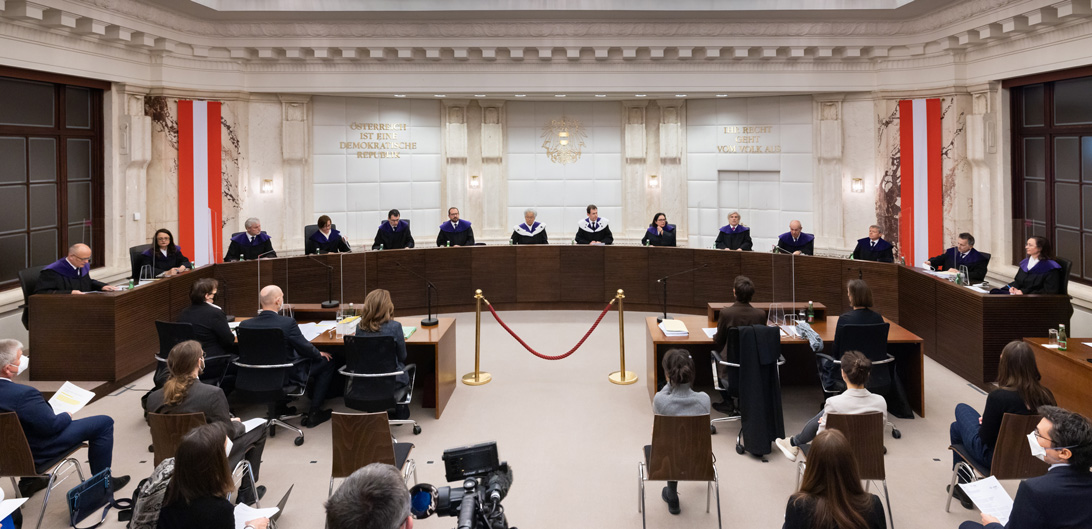 The Members of the Constitutional Court in the Court Room (2022) [photo: VfGH/Niko Havranek]